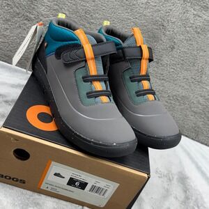 Bogs Skyline Mid Kids Size 6 Grey Teal Orange New Water Resistant Boots 73061K